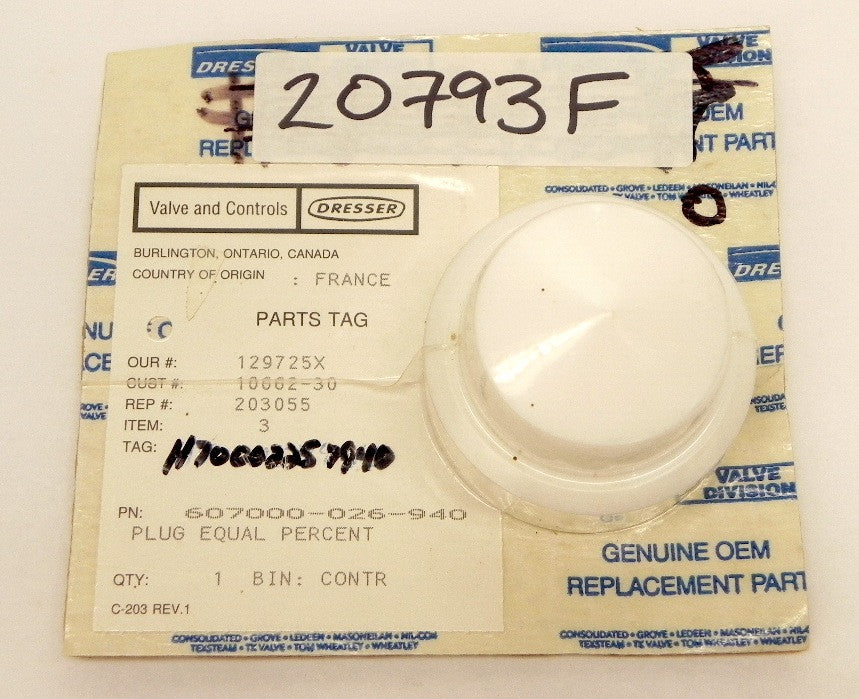 Dresser / Masoneilan	 Plug Equal Percent 607000-026-940 - Advance Operations