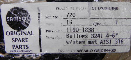 Samson Valve Bellows 1190-1838 - Advance Operations