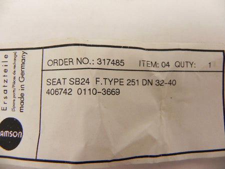 Samson Valve Seat 0110-3669 - Advance Operations