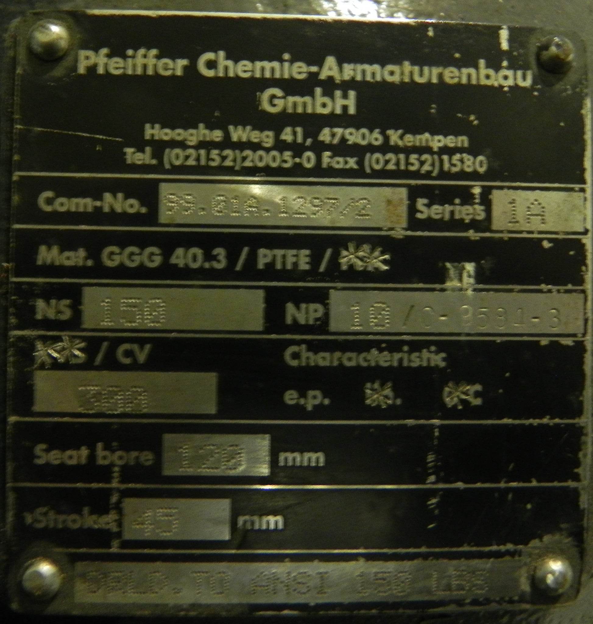 Samson-Pfeiffer Spherical Valve w/ Actuator 1A - 6" - Advance Operations