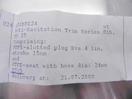 Samson-Pfeiffer Valve Sphere G01B0124 - Advance Operations