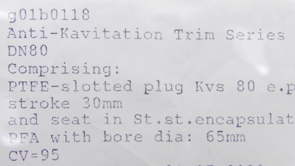 Samson-Pfeiffer Anti-Cavitation Trim Series 1b G01B0118 - Advance Operations