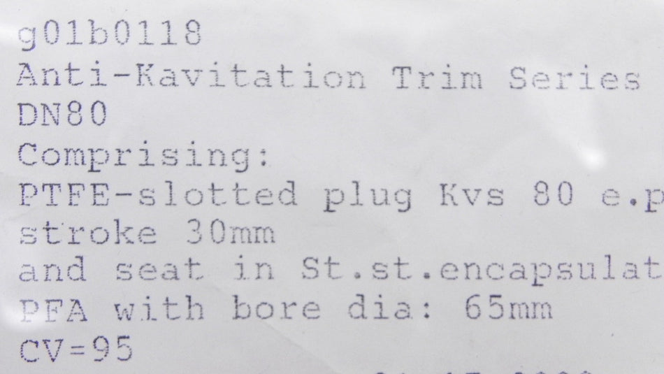 Samson-Pfeiffer Anti-Cavitation Trim Series 1b G01B0118 - Advance Operations