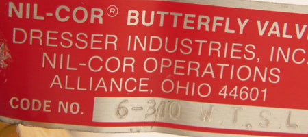 Dresser Nil-Cor 6" Butterfly Valve 310-W-T-S-N PTFE - Advance Operations