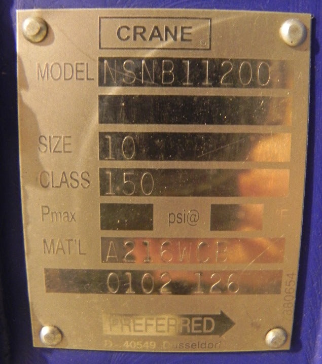 Crane Butterfly Valve 10" NSNB11200 - Advance Operations