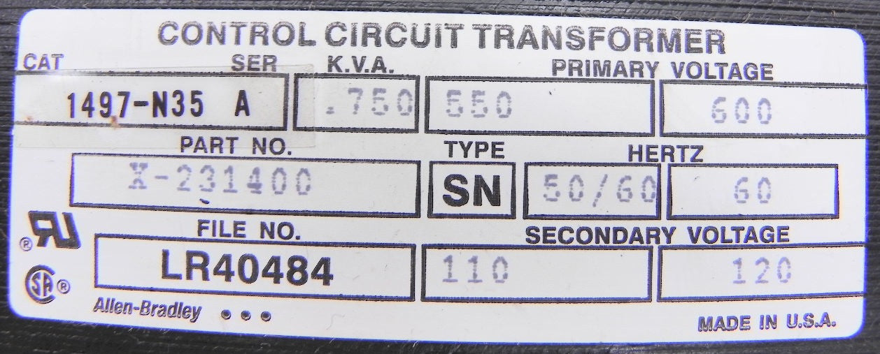 Allen-Bradley Control Transformer 1497-N35 - Advance Operations