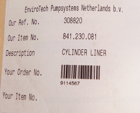 Weir GEHO TZPM-180 Cylinder Sleeve 841.230.081 - Advance Operations