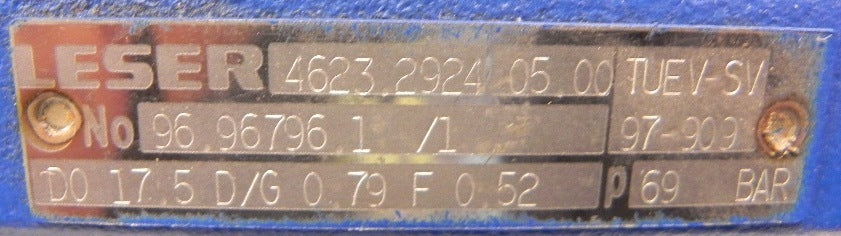 Leser Safety Valve 1" X 1-1/2" DN 20 96.96796.1.1 - Advance Operations