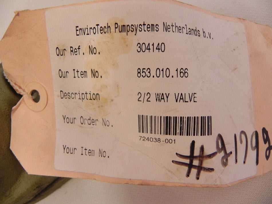 Weir GEHO Pump 2/2 Way Valve 853.010.166 - Advance Operations