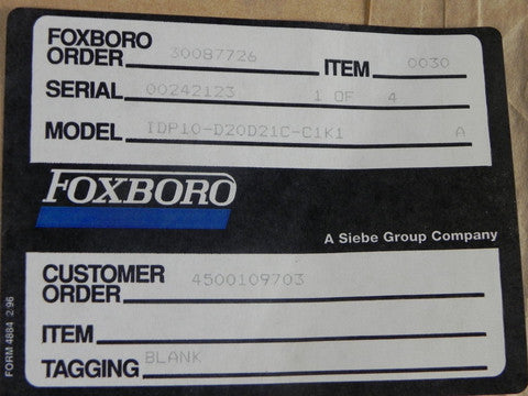 Foxboro Pressure Transmitter IDP10-D20D21C-C1K1 - Advance Operations