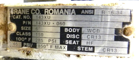 Crane Ball Valve 143XU 060  6" - Advance Operations