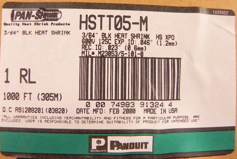 Panduit Heat Shrink Tubing 3/64" HSTT05-M (1000 ft) - Advance Operations