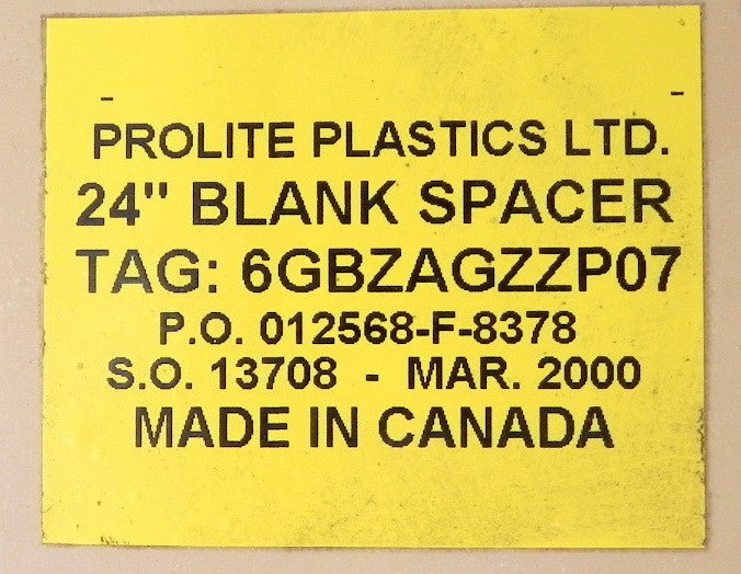Prolite Plastic FRP PVDF Blank Spacer 24" 6GBZAGZZP07 - Advance Operations