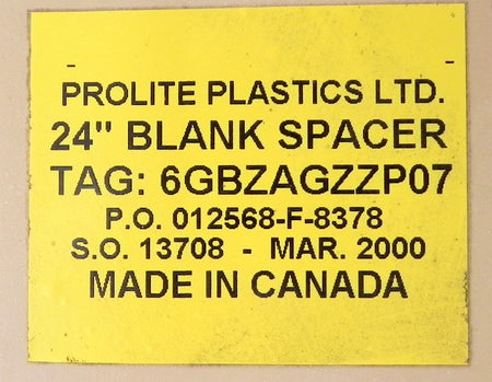 Prolite Plastic FRP PVDF Blank Spacer 24" 6GBZAGZZP07 - Advance Operations