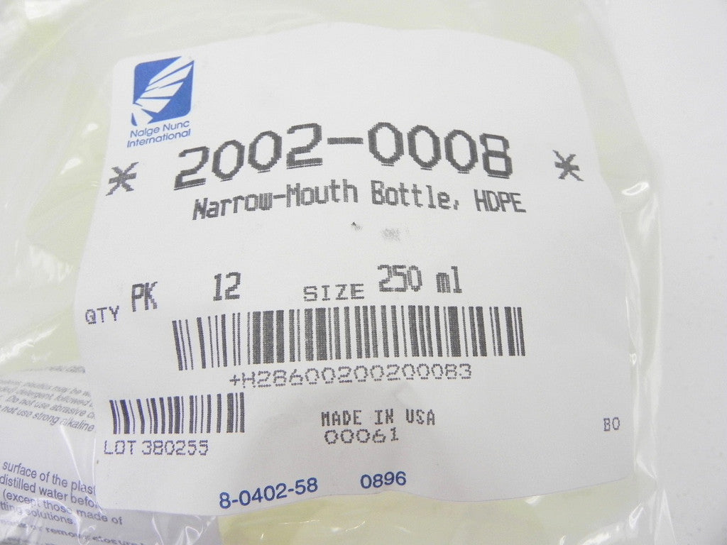 Nalge Nunc Narrow-Mouth Bottle 250ml 2002-0008 (12) - Advance Operations