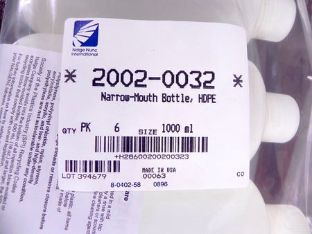 Nalge Nunc Narrow Mouth Bottle 1000ml 2002-0032 ( 6 ) - Advance Operations