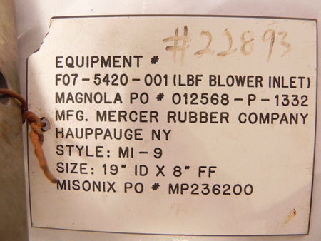 Mercer Rubber Expansion Joint F07-5420-001 19"Id x 8"FF - Advance Operations