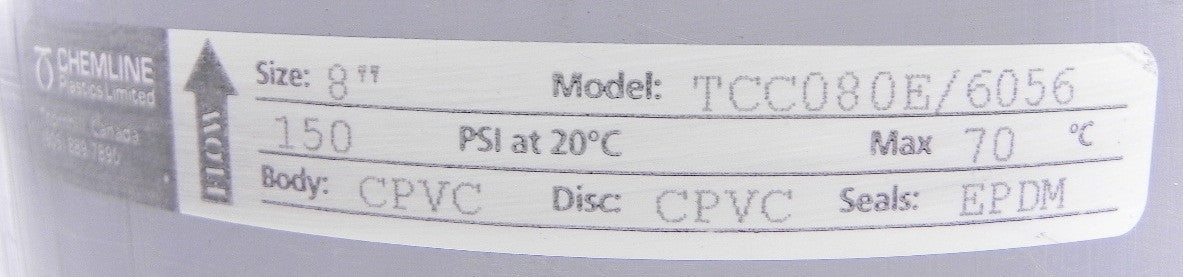 Chemline Check Valve 8" CPVC TCC080E/6056 - Advance Operations