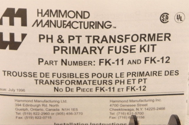 Hammond Primary Fuse Kit FK-11(lot of 4) - Advance Operations