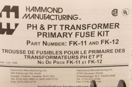 Hammond Primary Fuse Kit FK-11(lot of 4) - Advance Operations