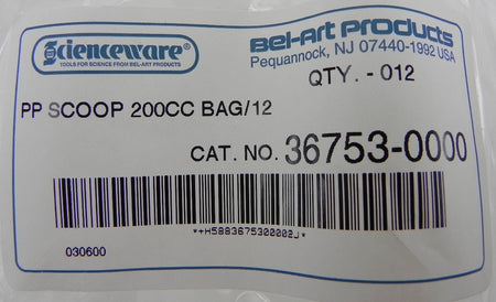 Bel-Art Scienceware Polypropylene Scoop 200CC 36753-0000 PK12 - Advance Operations