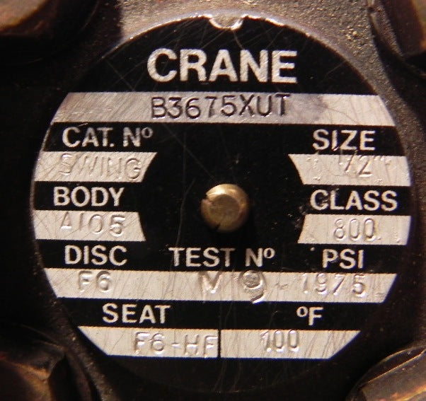 Crane Check Valve 1/2" NPT B3675XUT - Advance Operations