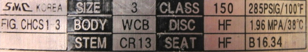 SMC Check Valve 3" CHCS1-3 - Advance Operations