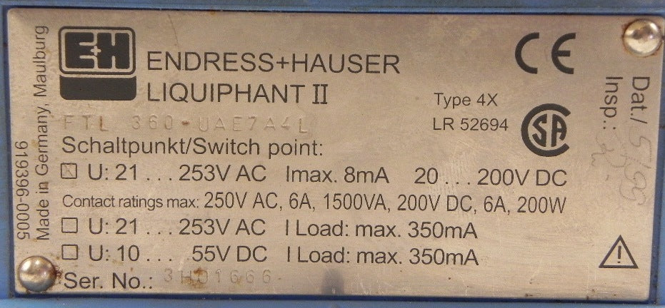 Endress+Hauser Level Switch Liquiphant II FTL360 - Advance Operations