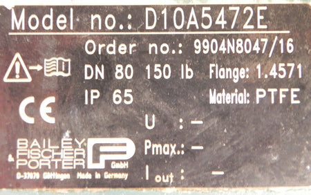 ABB Armored Variable Area Flowmeter 3" D10A5472E DN80 - Advance Operations