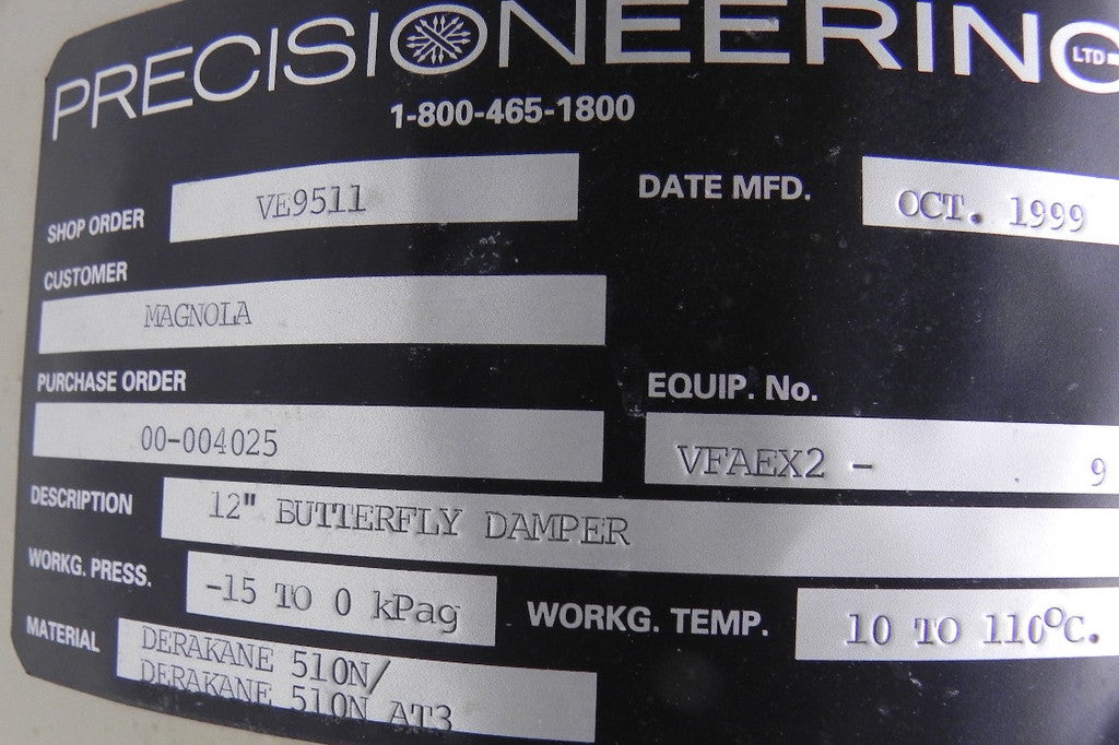 Chemline FRP Damper Butterfly Valve DBF120 12" - Advance Operations
