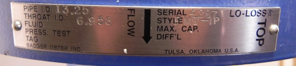 Badger Meter Venturi-Flow Tubes Lo-Loss PMT-IP 13.25'' - Advance Operations