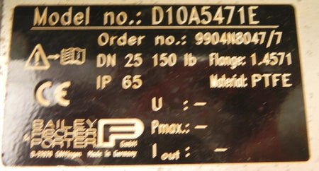 Fisher / Porter Flowmeter D10A5471E  1" - Advance Operations