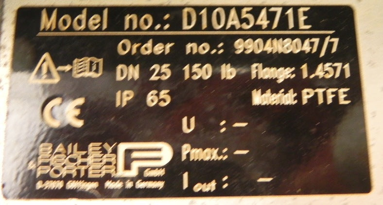 Fisher / Porter Flowmeter D10A5471E  1" - Advance Operations