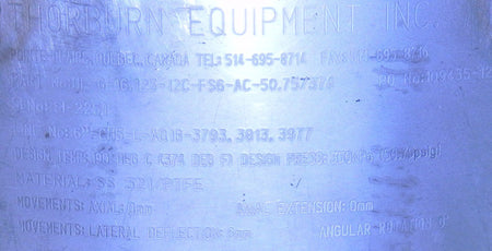 Thorburn 6" SS / PTFE Lined Expansion Joint - Advance Operations