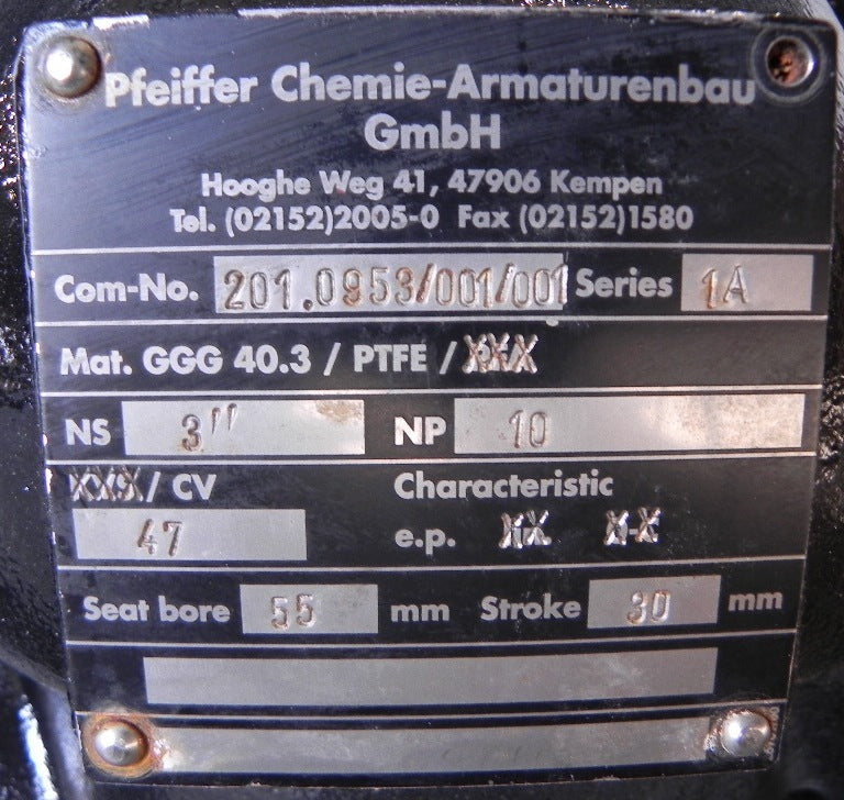 Samson-Pfeiffer Spherical Valve 1A 3" - Advance Operations
