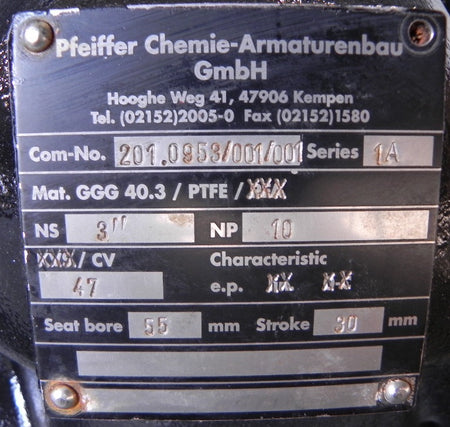 Samson-Pfeiffer Spherical Valve 1A 3" - Advance Operations