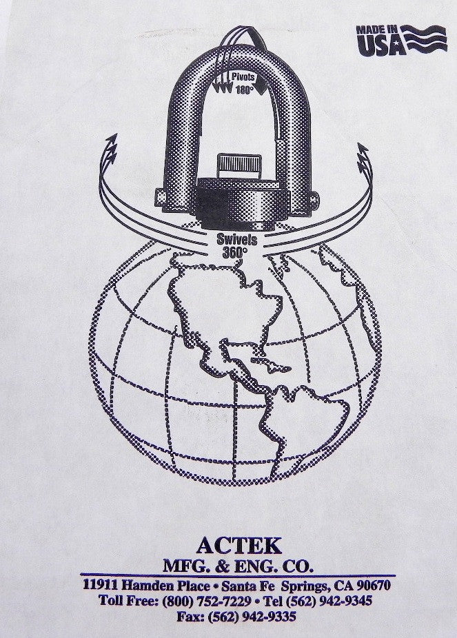 Actek Swivel Hoist Ring Long U-Bar 46656 - Advance Operations