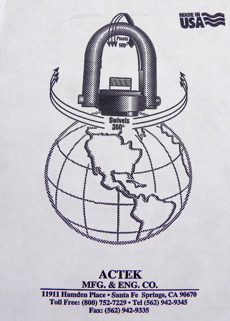 Actek Swivel Hoist Ring Long U-Bar 46656 - Advance Operations