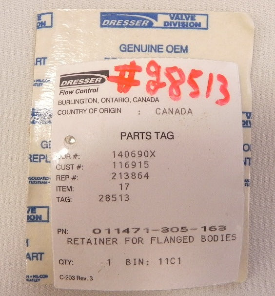 Dresser / Masoneilan Retainer 011471-305-163 - Advance Operations