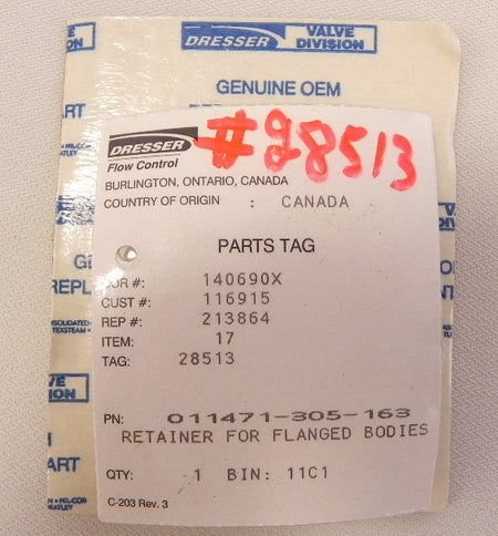 Dresser / Masoneilan Retainer 011471-305-163 - Advance Operations