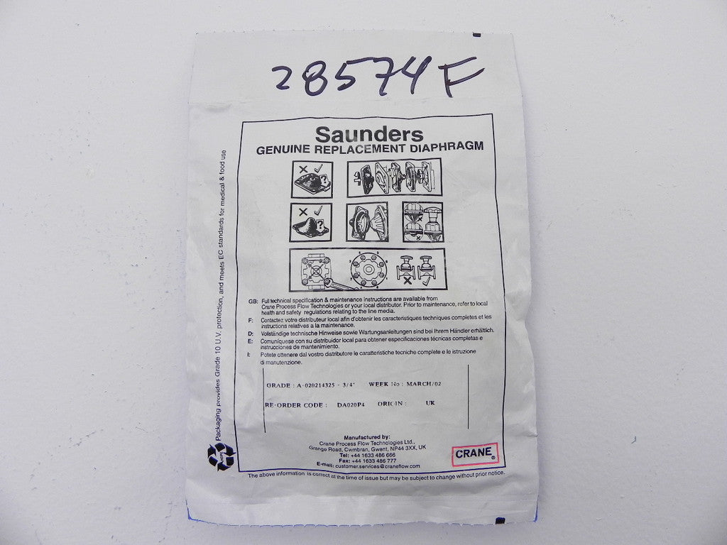 Saunders Valve Diaphragm DA020P4 3/4"-P3 - Advance Operations