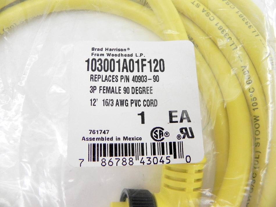 Woodhead Brad Harrison Mini-Change Cord 103001A01F120 - Advance Operations