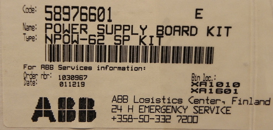 ABB Power Supply 58976601 - Advance Operations