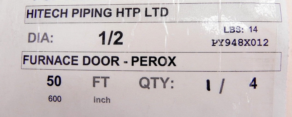 Hitech Piping Furnace Door Type Hose 1/2" x 50' - Advance Operations
