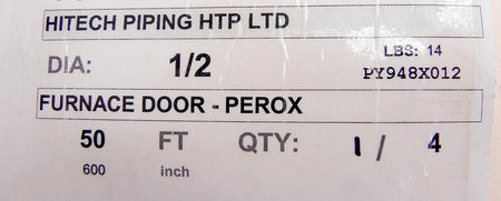 Hitech Piping Furnace Door Type Hose 1/2" x 50' - Advance Operations