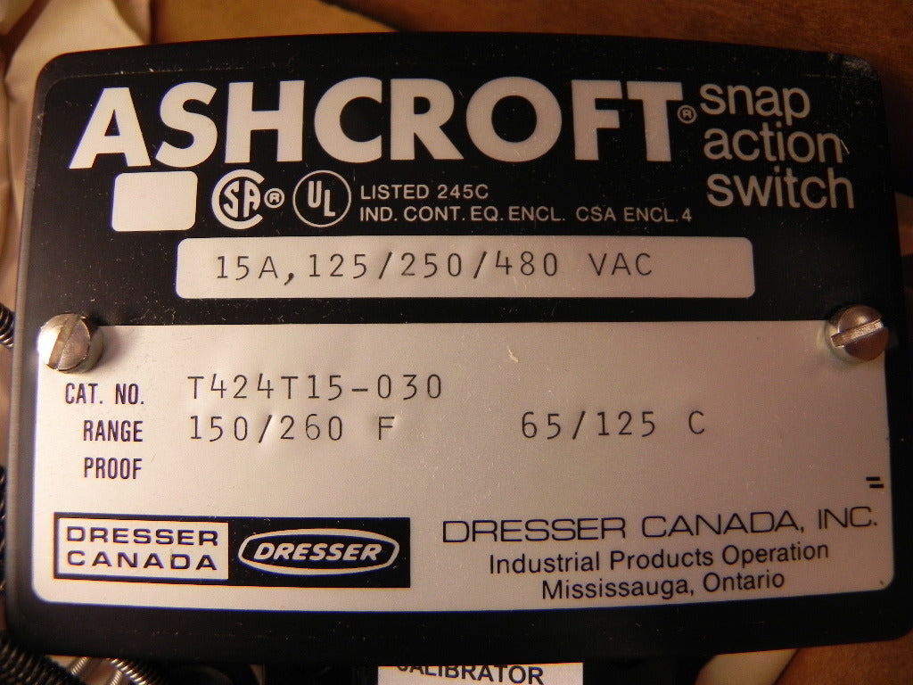 Ashcroft Snap Action Temperature Switch T424T15-030 - Advance Operations