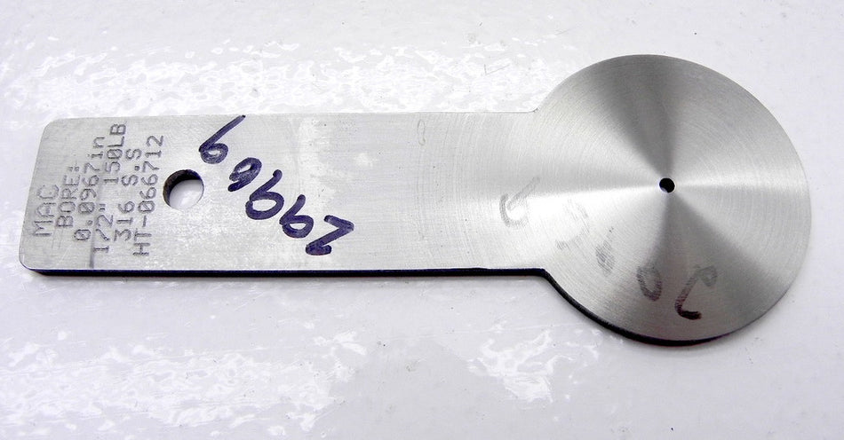 Mac-Weld Orifice Plate 1/2" 316SS-0.0967 - Advance Operations