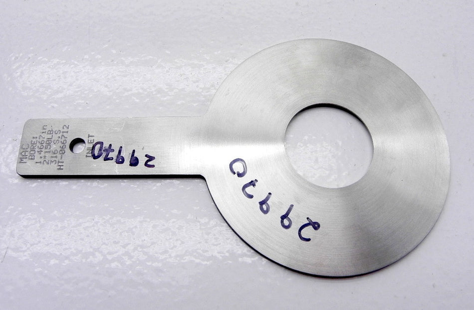 Mac-Weld Orifice Plate 2" 316SS-1.4667 - Advance Operations