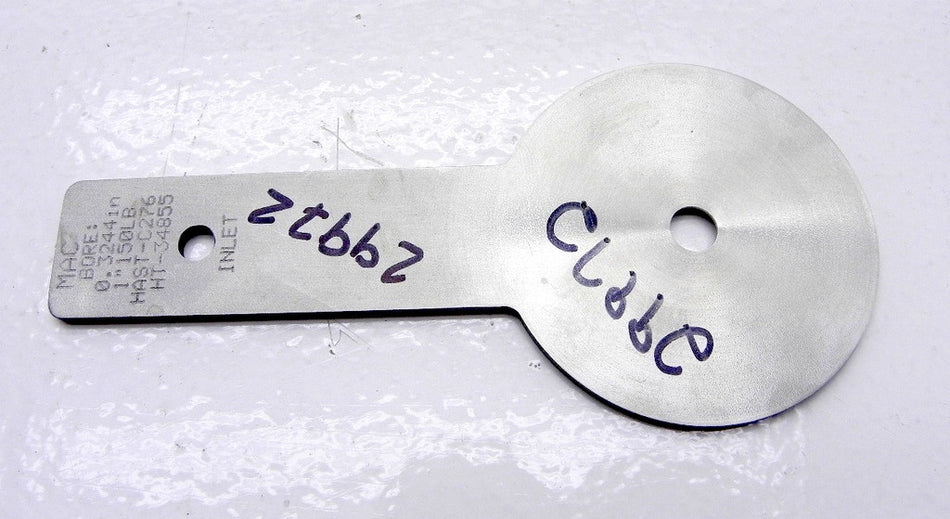 Mac-Weld Orifice Plate 1" HAST-C276-0.3244" - Advance Operations
