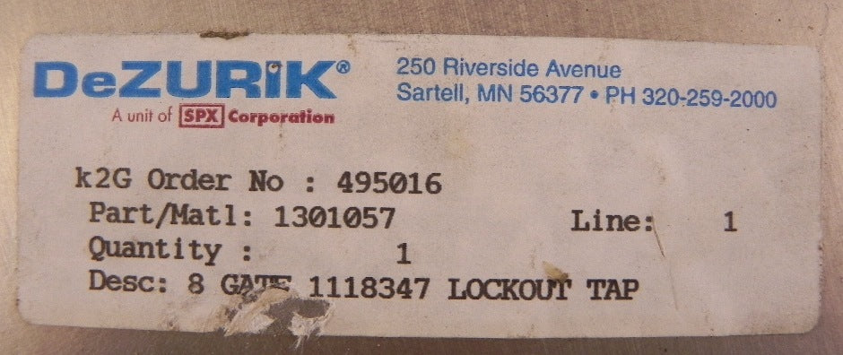 Dezurik Gate Valve Lockout Tap 8" 1301057 - Advance Operations